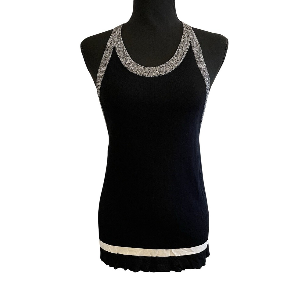 Rag & Bone Black Sleeveless Tank Top L Contrast Trim Minimalist Quiet‎ Luxury